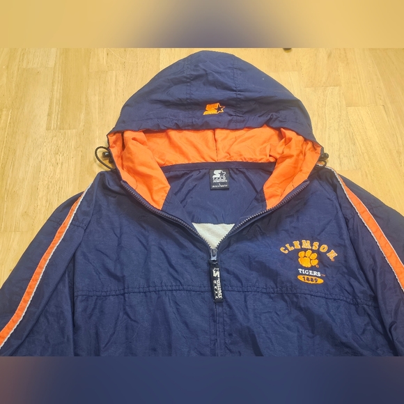Starter Clemson Tigers Mens L Large Jacket Vintage Full Zip Hood